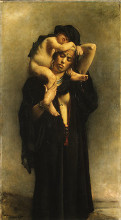 Репродукция картины "an egyptian peasant woman and her child" художника "бонна леон"