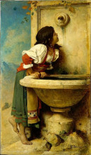 Картина "fille romaine &#224; la fontaine" художника "бонна леон"