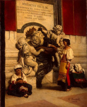 Копия картины "fountain by st peters basilica in rome" художника "бонна леон"