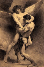 Репродукция картины "jacob wrestling the angel" художника "бонна леон"