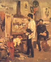 Копия картины "columbano bordalo pinheiro in atelier" художника "бордалу пиньейру колумбану"