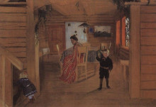 Копия картины "в комнатах" художника "борис кустодиев"