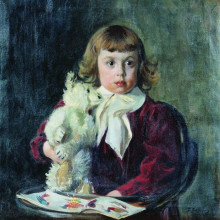Картина "мальчик с мишкой" художника "борис кустодиев"