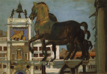 Репродукция картины "кони св.марка. венеция" художника "борис кустодиев"