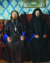 Копия картины "портрет священника и дьякона (священники. на приеме)" художника "борис кустодиев"