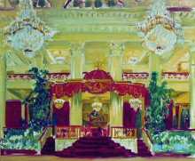 Репродукция картины "зал дворянского собрания в петербурге" художника "борис кустодиев"