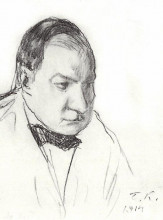 Репродукция картины "портрет н.г.александрова" художника "борис кустодиев"