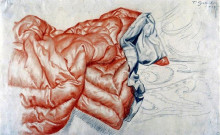 Репродукция картины "одеяло" художника "борис кустодиев"