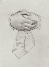 Репродукция картины "рисунок рук к картине купчиха" художника "борис кустодиев"