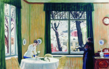 Картина "в комнатах зимой" художника "борис кустодиев"