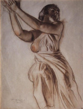 Картина "стоящая женщина с поднятыми руками" художника "борис кустодиев"