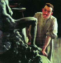 Копия картины "портрет скульптора и живописца д.с.стеллецкого" художника "борис кустодиев"