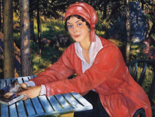 Копия картины "портрет графини грабовской" художника "борис кустодиев"