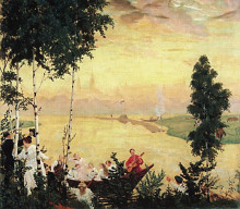 Копия картины "загородная прогулка" художника "борис кустодиев"