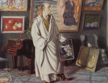 Копия картины "портрет ф.ф.нотгафта (коллекционер)" художника "борис кустодиев"