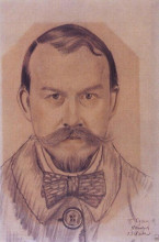 Репродукция картины "автопортрет. 1902.jpg" художника "борис кустодиев"