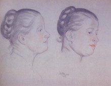 Репродукция картины "два портрета аннушки" художника "борис кустодиев"