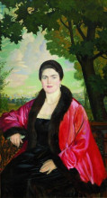 Репродукция картины "портрет м.в.шаляпиной" художника "борис кустодиев"