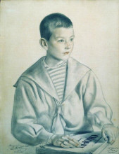 Картина "портрет мити шостаковича" художника "борис кустодиев"