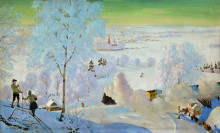 Картина "лыжники" художника "борис кустодиев"