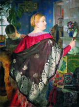 Копия картины "купчиха с зеркалом" художника "борис кустодиев"