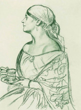 Копия картины "портрет л.и.шеталовой (женщина с чашкой)" художника "борис кустодиев"