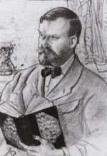 Репродукция картины "автопортрет (с книгой)" художника "борис кустодиев"