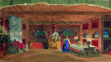 Репродукция картины "эскиз декорации к спектаклю николая римского-корсакова &quot;царская невеста&quot;" художника "борис кустодиев"