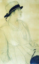 Копия картины "портрет шишановской" художника "борис кустодиев"