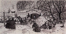 Копия картины "заставка (улица зимой)" художника "борис кустодиев"