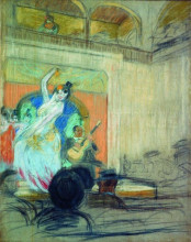 Репродукция картины "танцовщица в кабаре" художника "борис кустодиев"