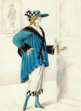 Копия картины "эскиз женского костюма" художника "борис кустодиев"