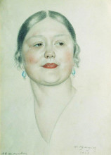 Картина "портрет м.д.шостакович" художника "борис кустодиев"