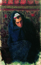 Репродукция картины "женский портрет" художника "борис кустодиев"