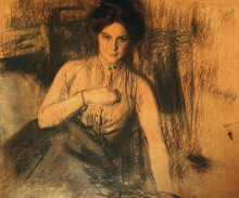 Копия картины "портрет з.е. розе, урожд. прошинской" художника "борис кустодиев"