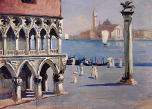 Копия картины "венеция. набережная канала гранде с видом на остров сан-джордже" художника "борис кустодиев"