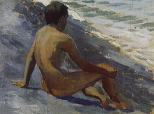 Копия картины "мальчик на берегу моря" художника "борисов-мусатов виктор"