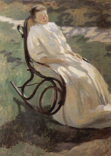 Репродукция картины "женщина в кресле-качалке" художника "борисов-мусатов виктор"