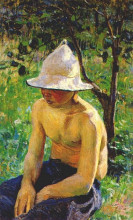 Копия картины "мальчик в саду" художника "борисов-мусатов виктор"