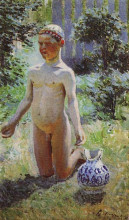 Репродукция картины "мальчик около разбитого кувшина" художника "борисов-мусатов виктор"