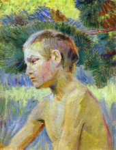 Репродукция картины "сидящий мальчик" художника "борисов-мусатов виктор"