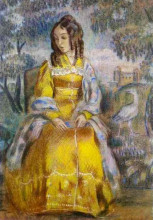 Репродукция картины "дама у гобелена (портрет н.ю.станюкович)" художника "борисов-мусатов виктор"
