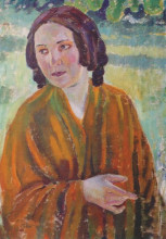 Репродукция картины "женщина в желтой шали" художника "борисов-мусатов виктор"