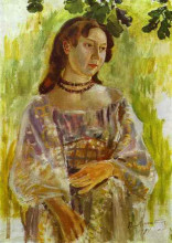 Копия картины "девушка с ожерельем" художника "борисов-мусатов виктор"