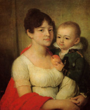 Репродукция картины "портрет неизвестной с ребенком" художника "боровиковский владимир"