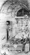 Копия картины "смерть и скупец (деталь)" художника "босх иероним"