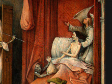 Картина "смерть и скупец (деталь)" художника "босх иероним"