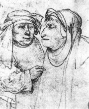 Репродукция картины "две карикатурные головы" художника "босх иероним"