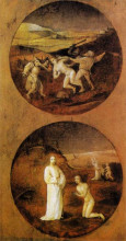 Картина "человечество сталкивается с демонами (обратная сторона панели ноя)" художника "босх иероним"