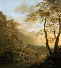 Репродукция картины "landscape with resting travellers and oxcart" художника "бот ян"